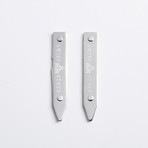 Sterling Silver Adjustable Collar Stays + Leather Box
