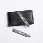 Stainless Steel Collar Stay + Leather Pouch