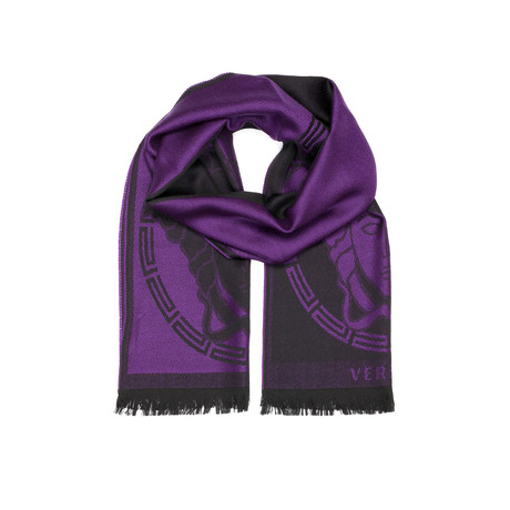 Printed Medusa Scarf // Purple + Black