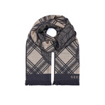 Versace // Plaid Medusa Scarf // Beige + Black