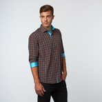 Long Sleeve Ruled Jacquard Button-Up // Brown (M)