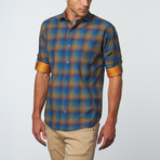 Long-Sleeve Button-Down Gingham Print // Turquoise (M)