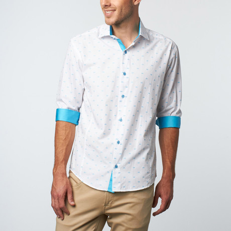 Long-Sleeve Button-Down Double Dot Jacquard // Turquoise (XS)