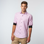 Long Sleeve Speck Print Button-Up // Pink (M)