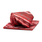 Tie + Hankie // Fire Red Paisley Stripe