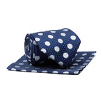 Tie + Hankie // Navy Blue Textured Dot