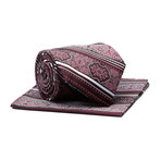 Tie + Hankie // Deep Plum Jaquard Stripe