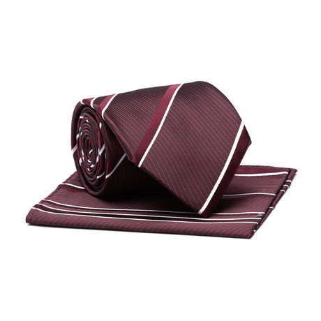 Tie + Hankie // Deep Plum Textured Stripe