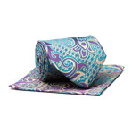 Tie + Hankie // Silver + Purple Bold Paisley