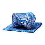 Tie + Hankie // Royal Blue Textured Paisley