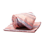 Tie + Hankie // Coral + Blue Paisley Stripe