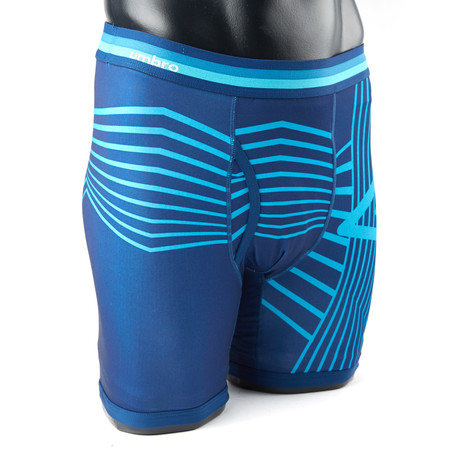 Digital Trail Print Performance Boxer Brief // Navy + Turquoise (Small)