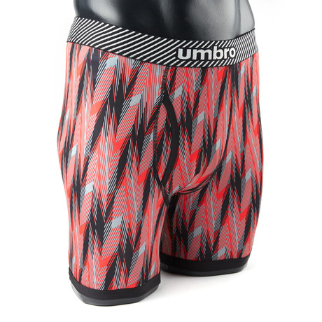 Abstract Fingerprint Print Performance Boxer Brief // Red + Grey (Small)