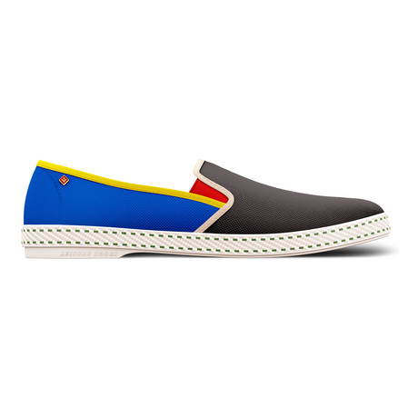 Rivieras // Pavilion Zulu Slip-On // Blue + Charcoal + Yellow + Red (Euro: 45)