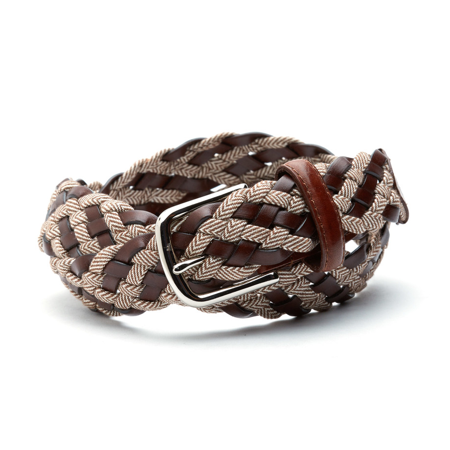The Privilege Leather and Rayon Woven Belt in Malbec by Bucks Club main image 1