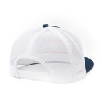 5-Panel Snapback Hat (White, Navy)