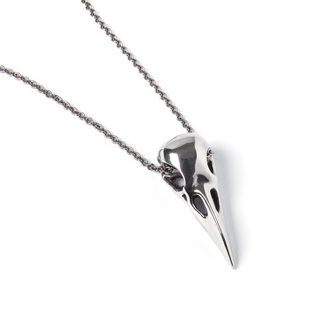 Large Raven Skull Necklace // Stainless Steel (18" Chain)