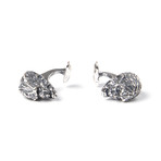 Zombie Head Cufflinks // Silver Plated White Bronze