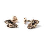 Wolf Skull Cufflinks // Bronze