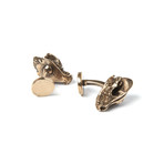 Wolf Skull Cufflinks // Bronze