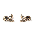 Raven Skull Cufflinks // Bronze