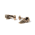 Raven Skull Cufflinks // Bronze