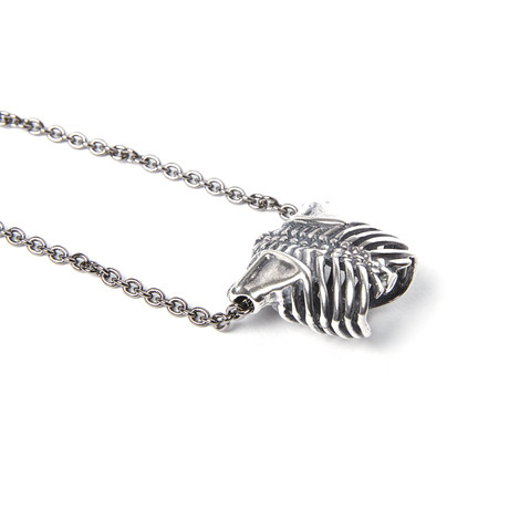 Rib Cage Necklace // Silver Plated White Bronze (18" Chain)
