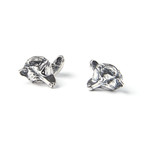 Wolf Face Cufflinks // Silver Plated White Bronze