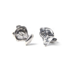 Wolf Face Cufflinks // Silver Plated White Bronze