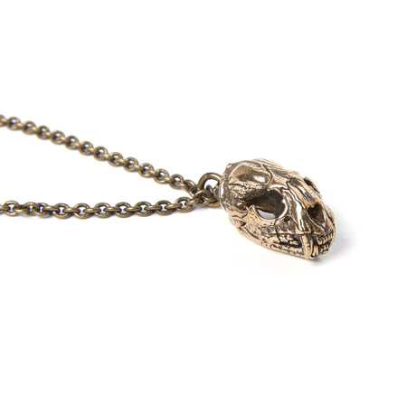 Wildcat Skull Necklace // Bronze (18" Chain)