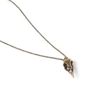 Crow Skull Necklace // Bronze (18" Chain)