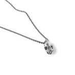 Bat Skull Necklace // Silver Plated White Bronze (18" Chain)