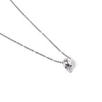 Human Skull Necklace // Silver Plated White Bronze (18" Chain)