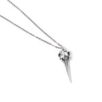 Giant Hummingbird Necklace // Silver Plated White Bronze (18" Chain)