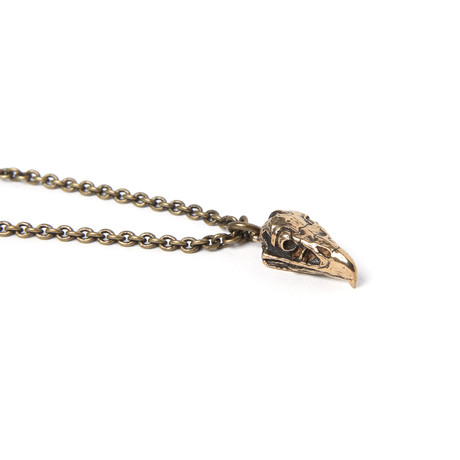 Vulture Skull Necklace // Bronze (18" Chain)