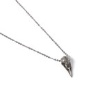 Antique Silver Bird Skull Necklace (18" Chain)