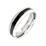 Black Stripe Rounded Edge Ring (Size 7)