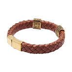 Brown Leather + Checkered Charms Bracelet (Small)