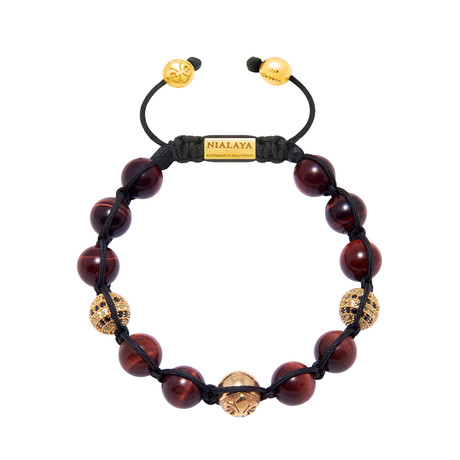 Red Tiger Eye + Gold Bracelet (Small)