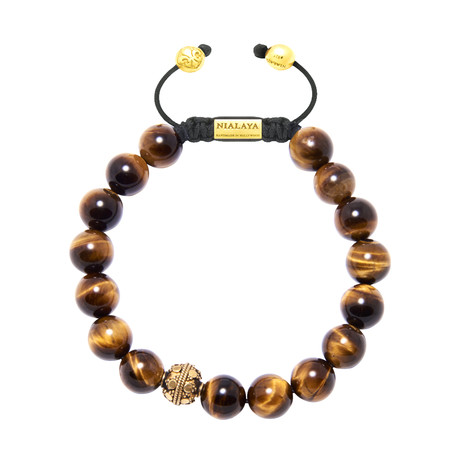 Brown Tiger Eye + Indian Gold Bracelet (Small)