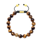 Brown Tiger Eye + Indian Gold Bracelet (Small)