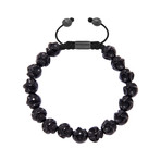 Black Agate Skull Bead Bracelet (Small)