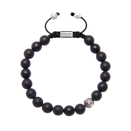 Indian Silver Bracelet // Matte Onyx (Small)