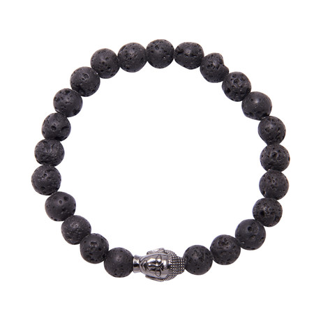 Lava Stone + Buddha Charm Bracelet (Small)