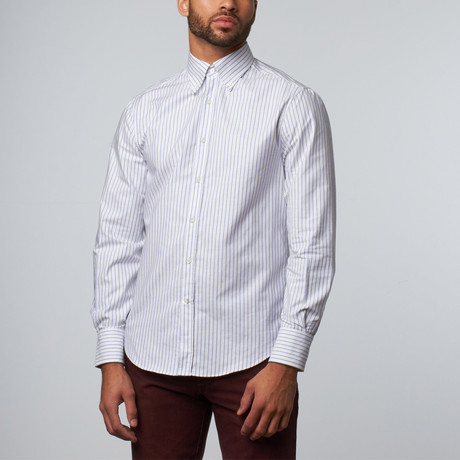 Meade Pencil Stripe Button-Up // White (S)