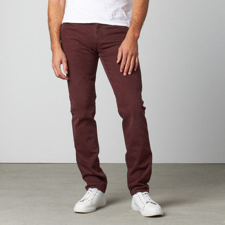 Macall Colored 5-Pocket Slim Fit Denim // Maroon (32WX32L)