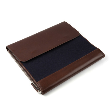 Sultaire Wool Portfolio Holder // Navy + Brown