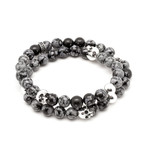 Obsidian Skull Wrap Bracelet (S)