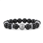 Silver Grenade Onyx Bracelet (S)