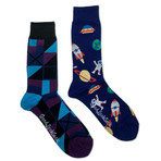 Geometirc Space Socks // Pack Of 2 // Navy + Black